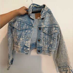 Levi's Acid Wash Light Blue Cropped Denim Jacket